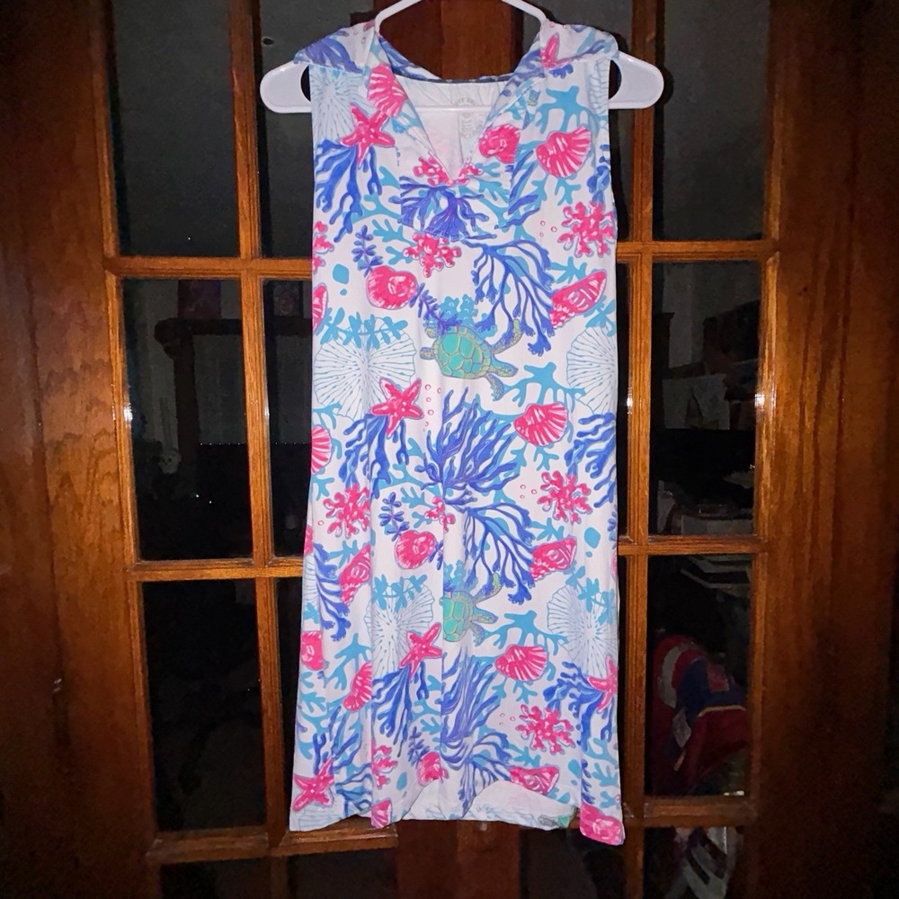 Banana Boat Womens S Sleeveless Dress UPF 50+ Ocean Turtle Print EUC